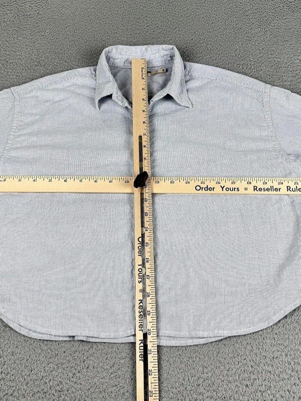 Faherty Oxford Cropped Shirt Womens Small Blue White Striped Button Preppy - Picture 4 of 10